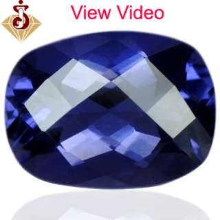 55 cts Natural Rare AAA+ Top Blue Iolite Gemstone Checkered Cushion 