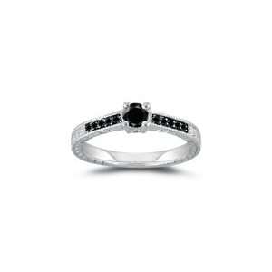  0.39 Cts Black Diamond Ring in 14K White Gold 3.0: Jewelry