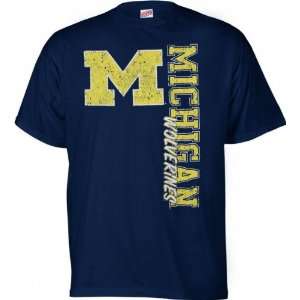Michigan Wolverines Navy Primary Cube T Shirt  Sports 