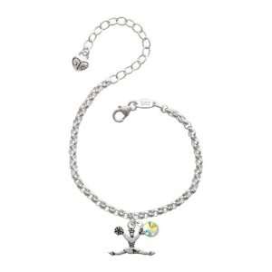 Cheerleader Splits Silver Plated Brass Charm Bracelet with AB 