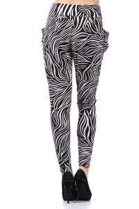 NWT Sexy Zebra HAREM Pants Large/XL Pockets Leggings Long Pencil Tight 