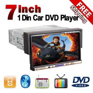 Touch Screen 1 Din Car Radio CD/DVD Player Bluetooth  