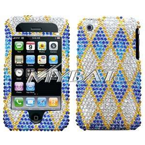  iPhone 3G 3GS Diamante Protector Cover, Blue White Rhombic 