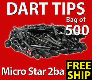 500 Black Micro Star 2ba Soft Tip Replacement Dart Tips  