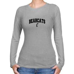 Shirts  Cincinnati Bearcats Ladies Ash Logo Arch Long Sleeve Slim 