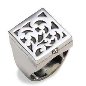  Sterling Silver Square Cutout Locket Ring by Lois Hill 