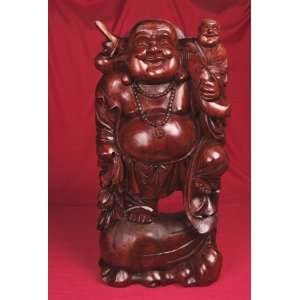  Miami Mumbai Buddha with Son Wood StatueWC006