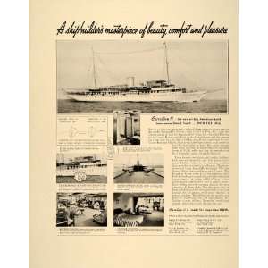  1938 Ad Caroline II Yacht Gyroscope Stabilizer Elevator 