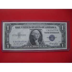   Silver Certificate One Dollar Blue Seal Bill Note S 34334572 H