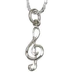 Sterling Silver Treble Clef Necklace  