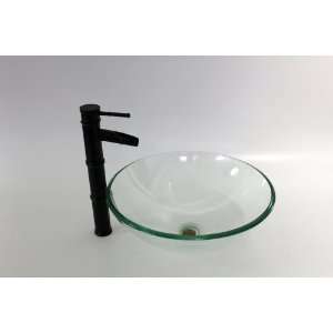  1/2 Thickness Round Clear Glass Bathroom Vessel Sink 