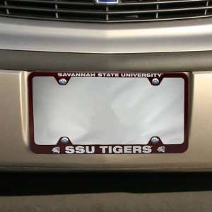 NCAA Savannah State Tigers Orange Engraved License Plate Frame:  