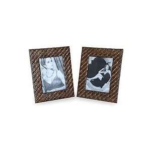  Bamboo picture frames, Herringbone (pair, 6x8)