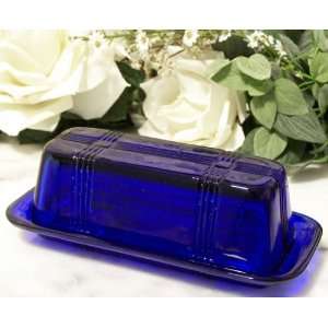 Butter Dish Cobalt Blue Glass:  Home & Kitchen