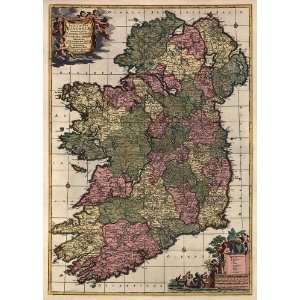 Antique Map of Ireland (ca 1700) by Frederik de Wit (Archival Print 