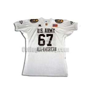  White No. 67 Game Used Notre Dame Football Jersey: Sports 