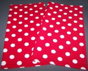 Red Polka Dots 2 Sided Cotton Kitchen Tea Towel Set NEW  