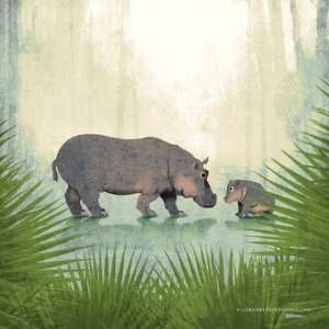  Hippo Jungle Safari Childrens Nursery Wall Art Canvas 