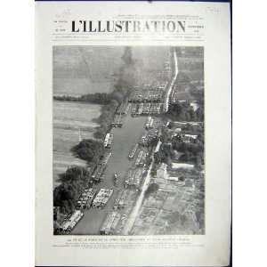  Battery Eragny Boats Barge Pontoise French Print 1933 