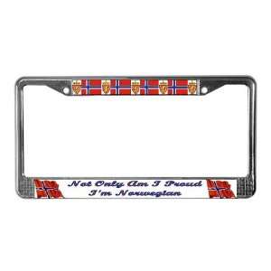 Proud and Norwegian Norway License Plate Frame by CafePress:  
