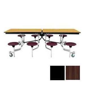  8 Mobile Cafeteria Stool Unit With Plywood Top, Walnut 