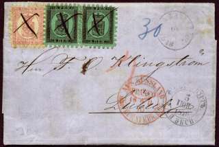 FINLAND 1870, 40p roulette III + 8p (2) roulette II, tied on cover to 