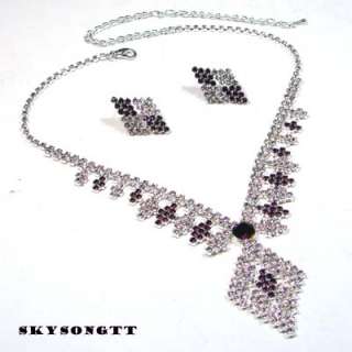 Swarovski Purple Crystal Pendent Necklace Set S1152V  