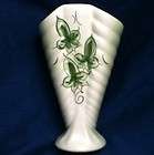 Vintage 1950s Retro Ivy Fan Vase Tall Footed Pedestal Unknown Mint 