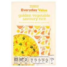 Tesco Everyday Value Golden Vegetable Savoury Rice 120G   Groceries 
