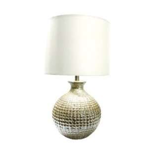   Table Lamp Pearl Beads Ceramic with Cream Satin Shade 