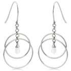 Joolwe Sterling Silver and Cubic Zirconia Double Circle Drop Earrings
