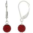   Round Red Disco Crystal Ball Lever Back Earrings, 1 in. (25 mm) tall