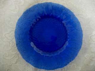 Beautiful Cobalt Blue Leaf/Leaves Pressed Glass Plate  