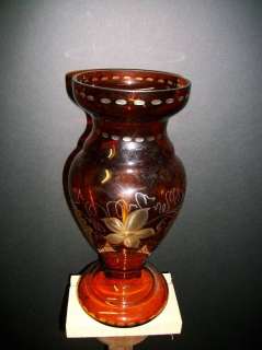 EGERMANN BOHEMIAN GLASS VASE   CARNIVAL WITH MULBERRY  