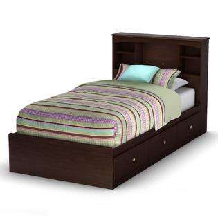 South Shore Willow Twin Mates Bed Bookcase Headboard Havana at  