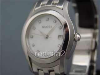 Ladies Gucci 5500L White Shell/Crystals Dial & SS Band  