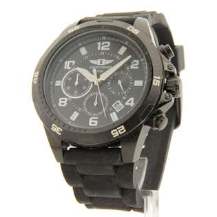 Invicta Mens Chronograph Black Dial Black IP Stainless Steel Case 