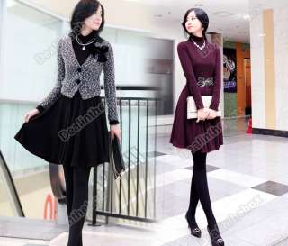 New Korea Business Women OL Stylish Slim High Neck Dress Fashion Long 