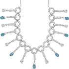   Drop London Blue Topaz & White CZ Gemstone Necklace in Sterling Silver