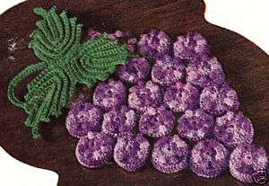 Vintage Crochet Grape Bottle Cap Hot Plate Pad Pattern  