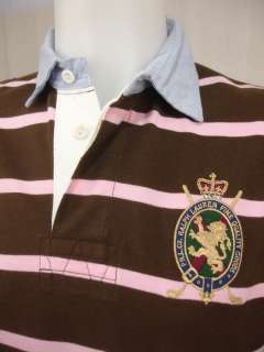 NWT Ralph Lauren $90 Rugby Polo Shirt Mesh Brown Pink  