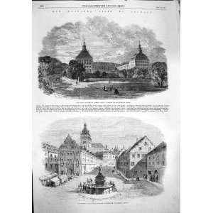  1862 DUCAL PALACE GOTHA GERMANY MARKET PLACE QUEEN