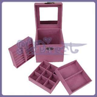 Antique Ring Watch Jewelry Box Storage Case Lock Pink  