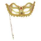 Forum Gold Mask with Stick   Mardi Gras Costume Accessories