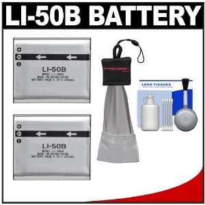 LI 50B Rechargeable Batteries with Spudz + Cleaning Kit for Olympus SP 