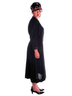 Vintage Black Art Deco Era Dress Large Late 1920s  