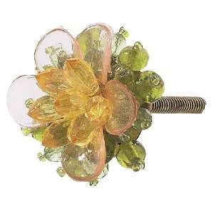   Pink, Green & Amber Beaded Flower Knob/Drawer Pull: Home Improvement