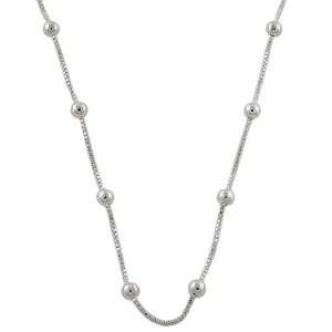    925 Sterling Silver 18 Inch Ball On Box Chain Necklace Jewelry