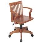 Office Star Products Swivel Bankers Chair with Wood Seat in Fruitwood 