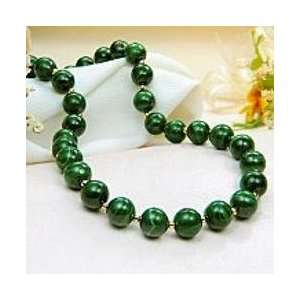  Malachite Necklace, 17 Inches with Free Matching Earrings 